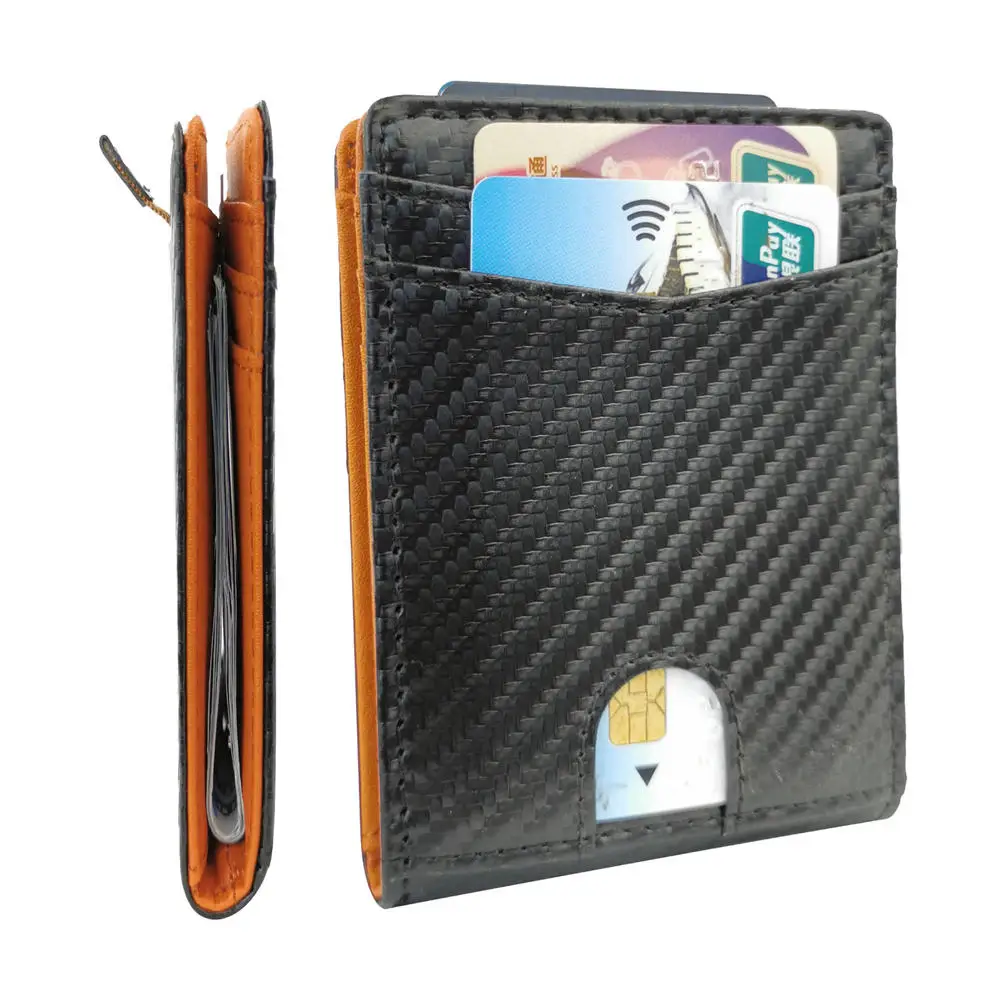 Custom Pocket Leather Wallet RFID Blocking Bifold Credit Card Holder Minimalist Money Clip Wallet for Men