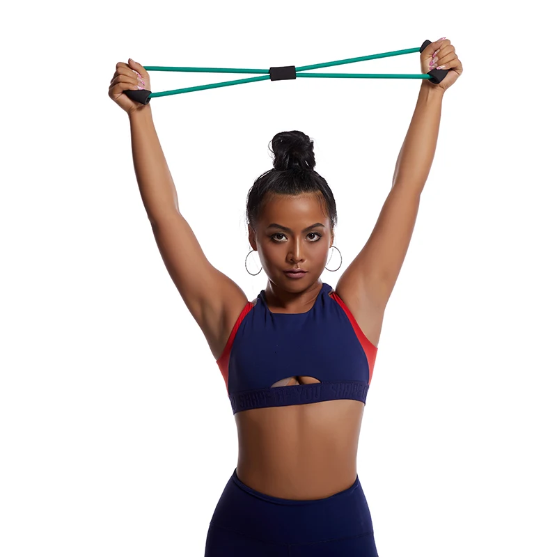 Wholesale 8 Shape Resistance Band Tube Chest Yoga Pilates Functional Resistance Band Indoor Yoga Rope Wall Pulley