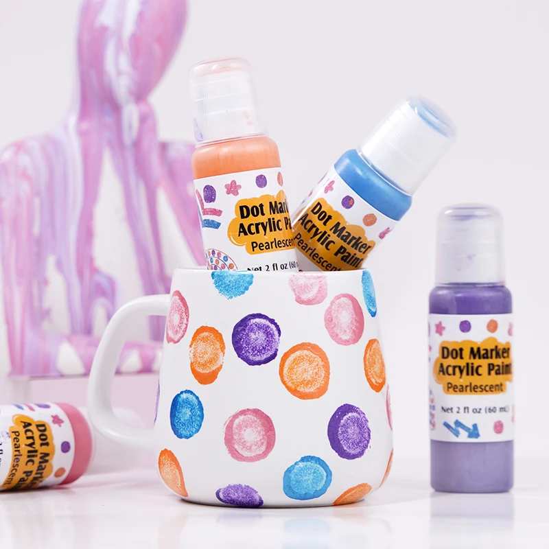 New kids crafts painting toy 4pk 60ml pearl dot paint art colour pens in window box for kids