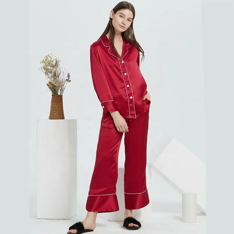 Anti-bacterial and moisture absorption friendly 100% 6A grade mulberry silk 19mm charmeuse satin homewear,sleepwear,pajamas set