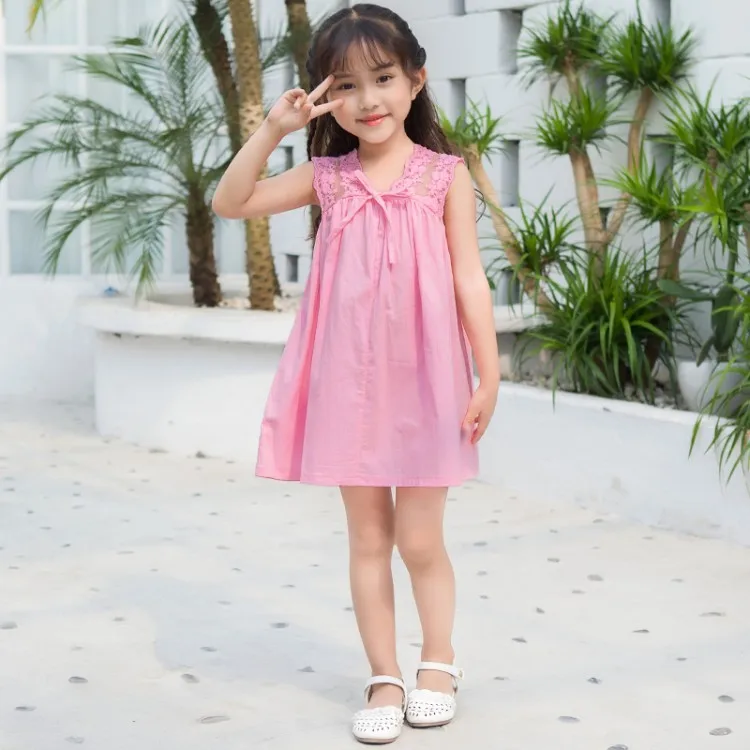 
Wholesale OEM Kids Summer Clothes Breathable Lace Slip Dresses for Little Girls 