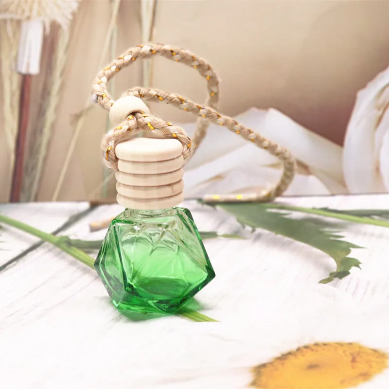 Customized Scents Round Ball Shaped Empty Clear Aroma Glass Car Scent Diffuser Bottle with Wooden Caps and Ropes