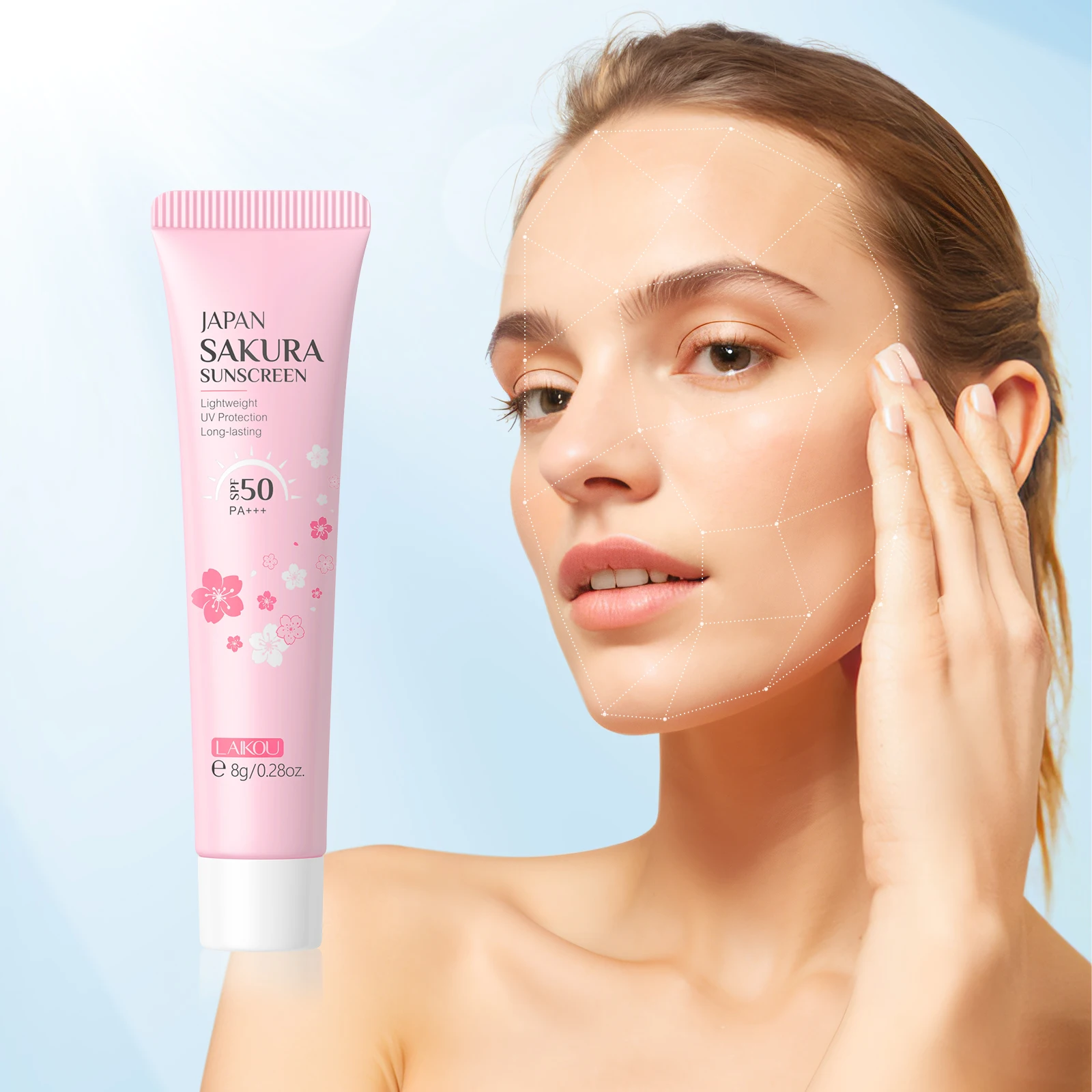 LK97950 8g LAIKOU japan sakura sunscreen whitening skin care sunscreen cream spf 50PA+++ waterproof sun block