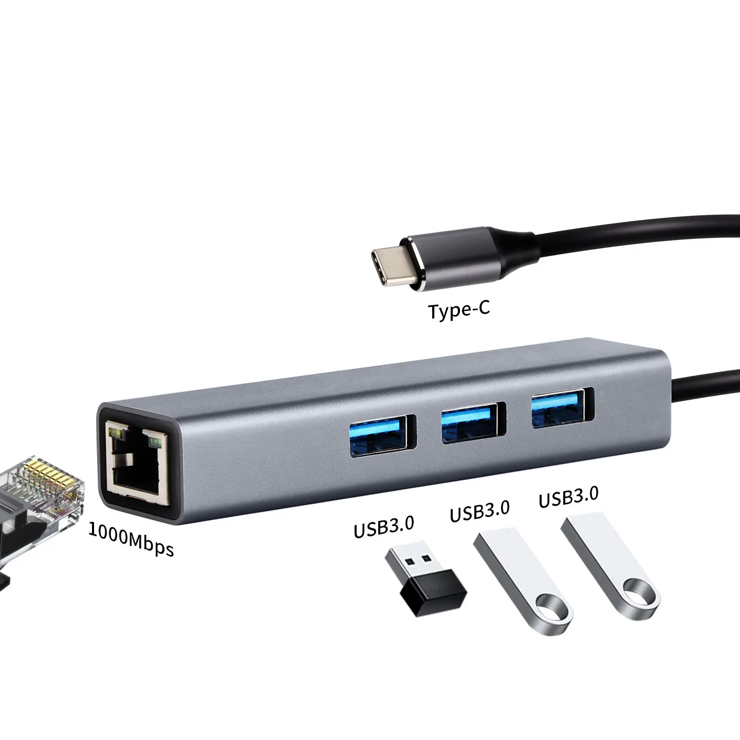 Aluminium Sabrent Hub Usb Adapter Card Reader Ethernet Adapter Type C Docking Stations