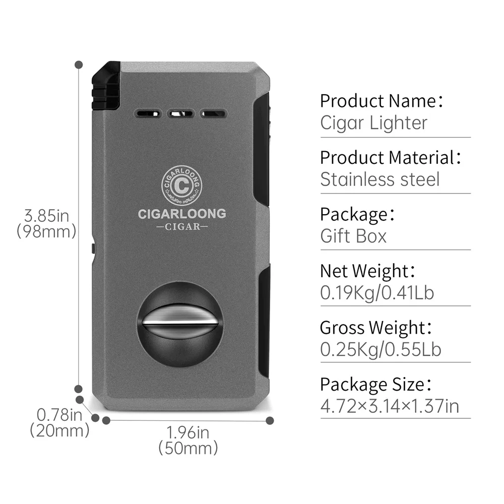New Multi-function Windproof Lighters Double Jet Flame Refillable Butane Lighter with Punch 5 in 1 VCut All in one Cigar lighter