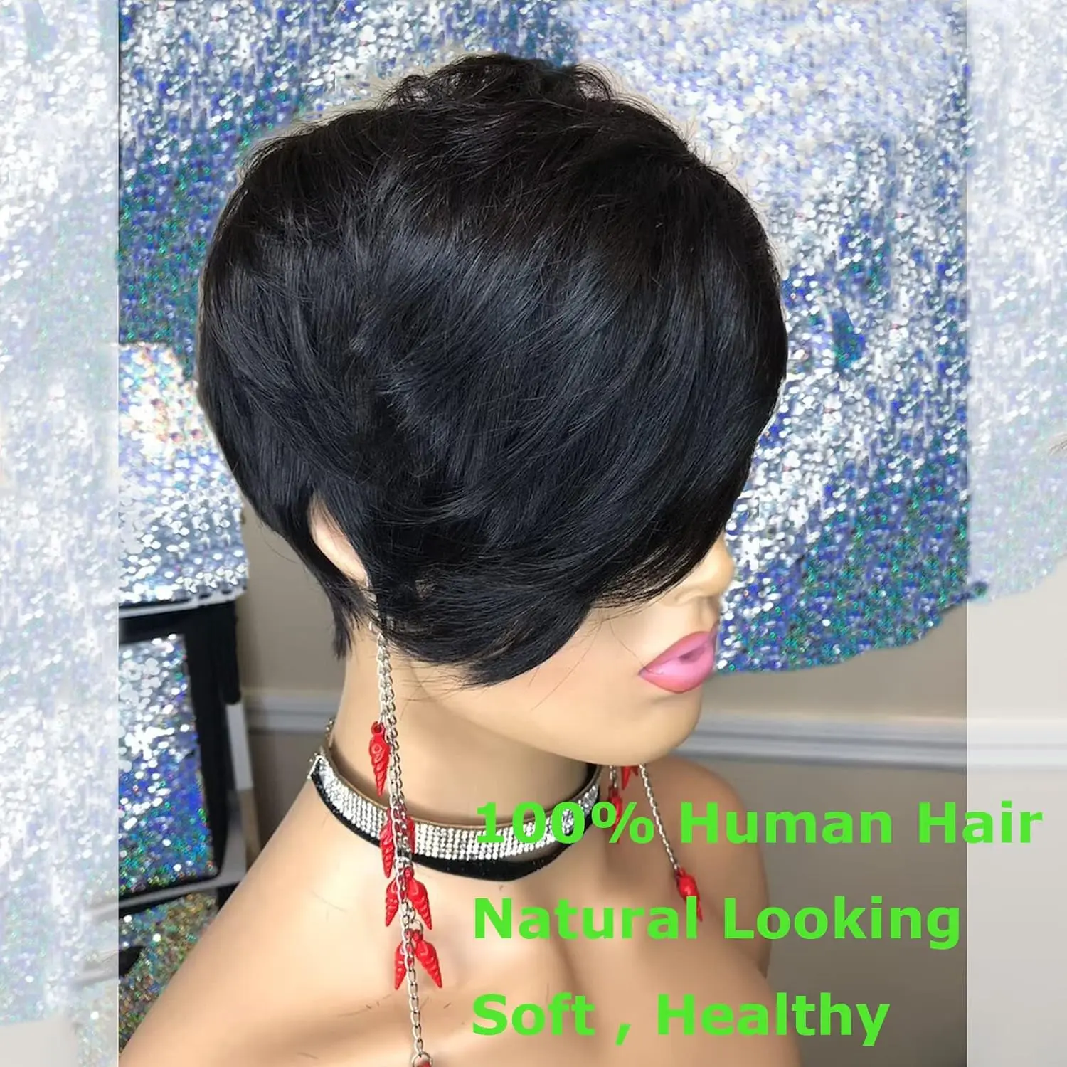 Pixie Cut Wigs for Black Women Human Hair Short  Bob  Brazilian  Hair Side bang Pixie HairCut Wigs Glueless Wigs