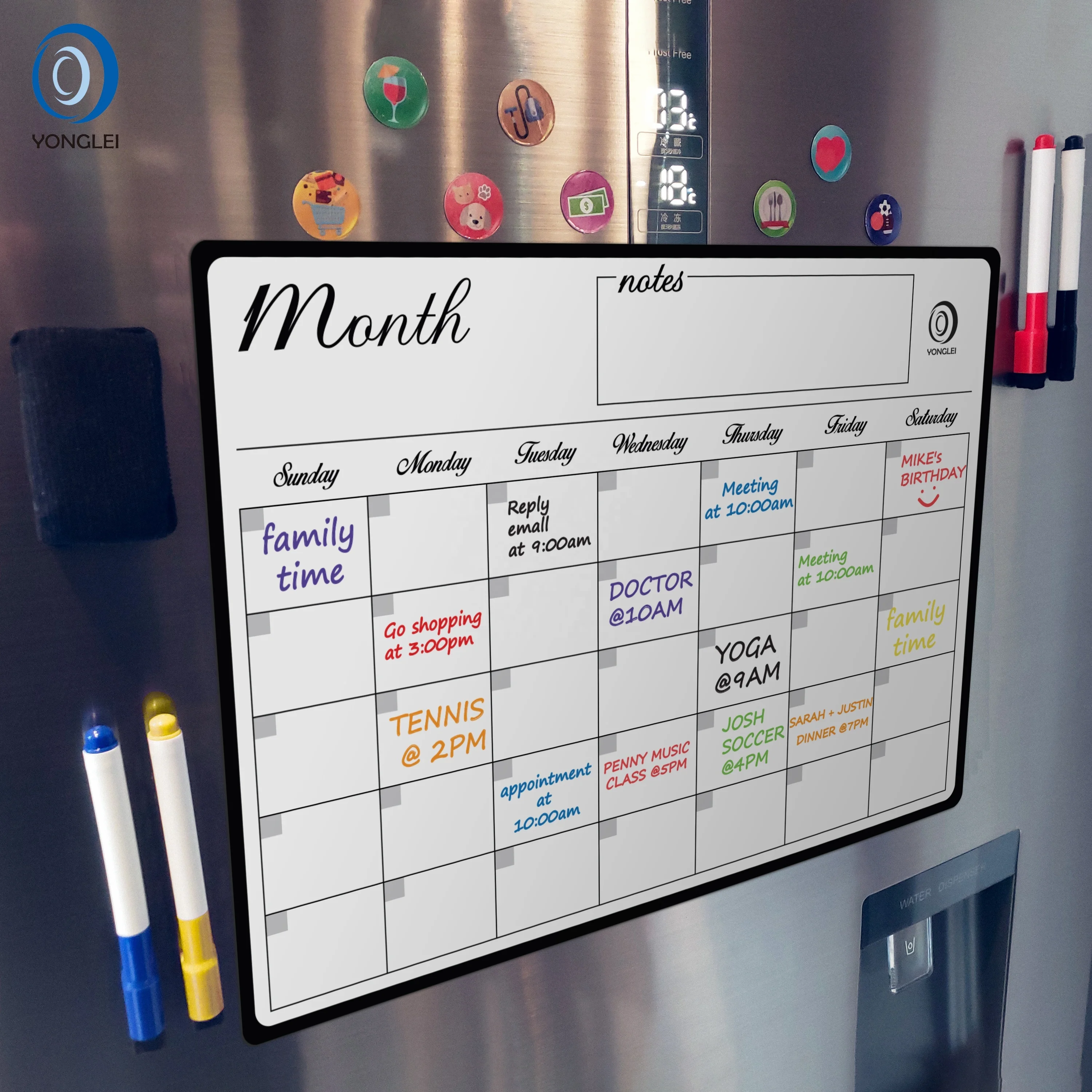 
3.3-5A2 Magnetic dri erase calendar board calender fridge magnet with notepad 