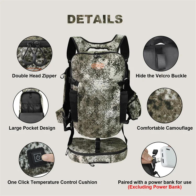 Mydays Tech 2024 New Outdoor Tactical Camouflage Hunting Backpack With Heating Cushion