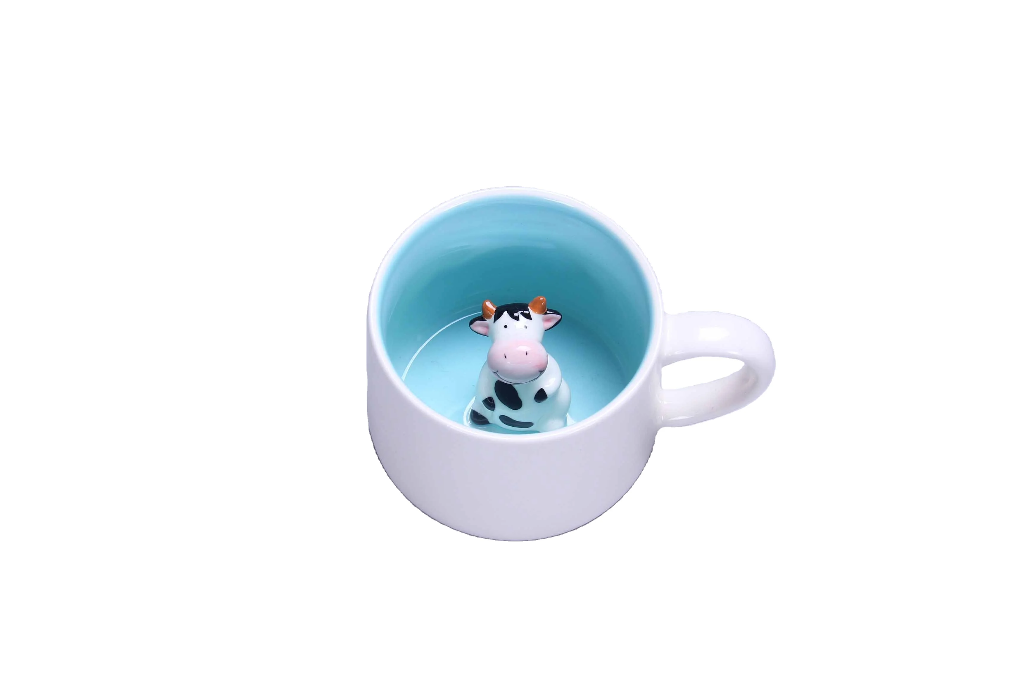 Custom small gift surprise coffee mug ceramic hidden animal Dog Cow Frog milk mug for kids