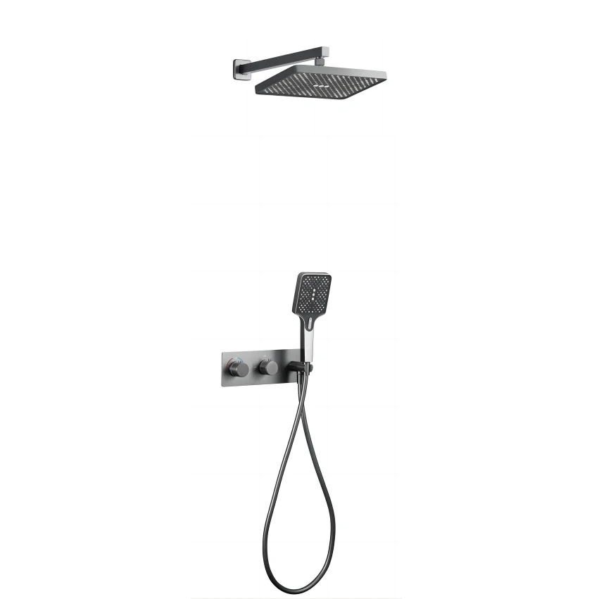 Vaguel Thermostatic Faucets Shower with Massage Brushed Golden Rain Bath Shower Set Rainfall Bathroom Shower Set