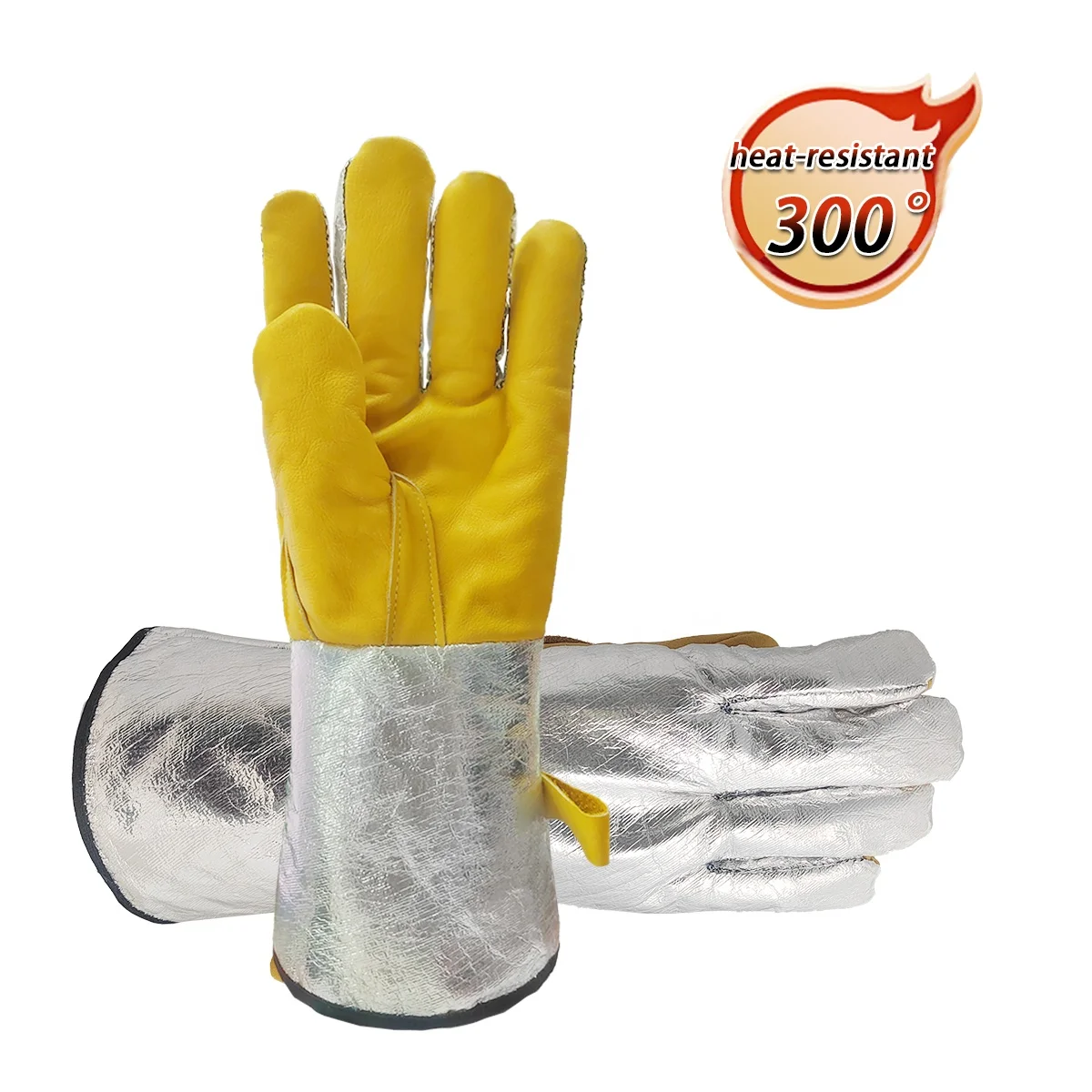 Защита труда безопасность работы алюминиевая фольга коровья кожа пальмовые теплоизоляционные износостойкие перчатки для рук