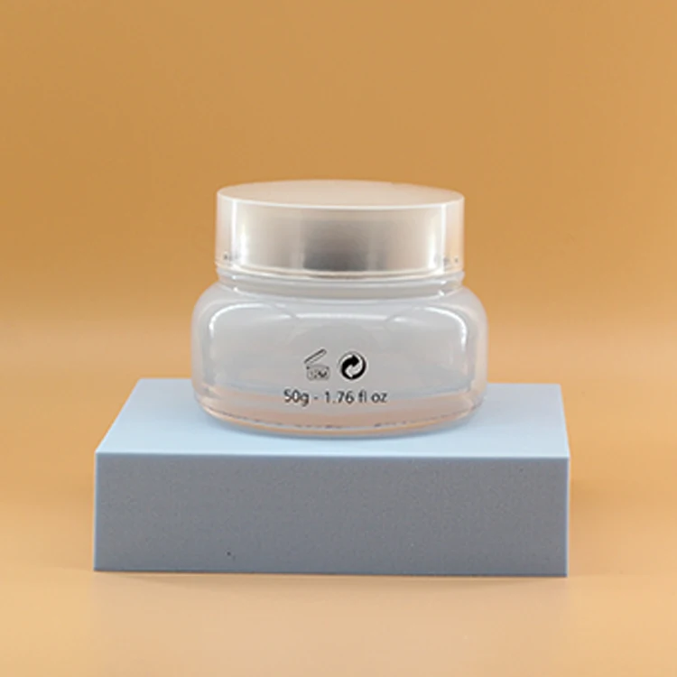 Hot Selling Good Quality Custom Glass Luxurious Face 50g White Cream Jar For Lotion