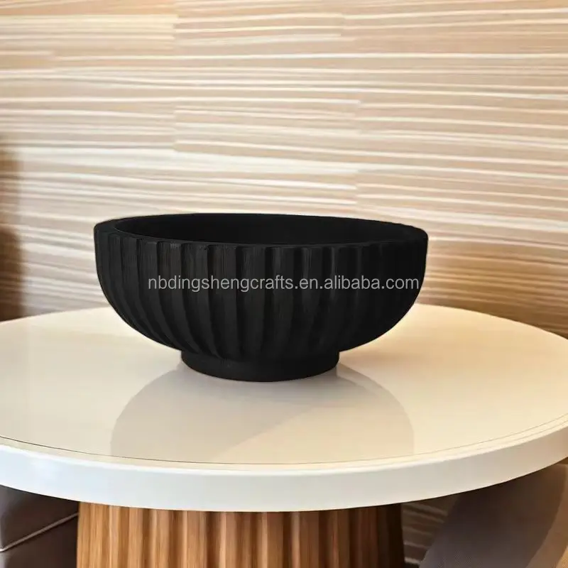 custom made in vertical stripe design hand carved textured and hand engraved wooden bowls ideal for home stores for resale