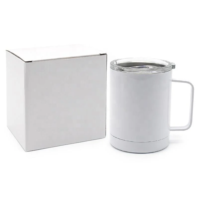 Wholesale 12 oz 14 oz 16 oz White Metal Stainless Steel Travel Coffee Mug Sublimation Blank Tumbler Cup with handle