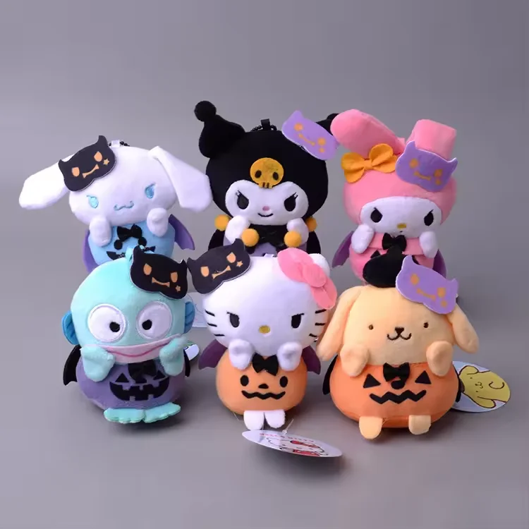 Kawaii Kid Christmas Birthday Gift Girl Sanrioed Hello KT Keychain Halloween Kuromi Plushie Stuffed Animal Ghost Cape Plush Toy