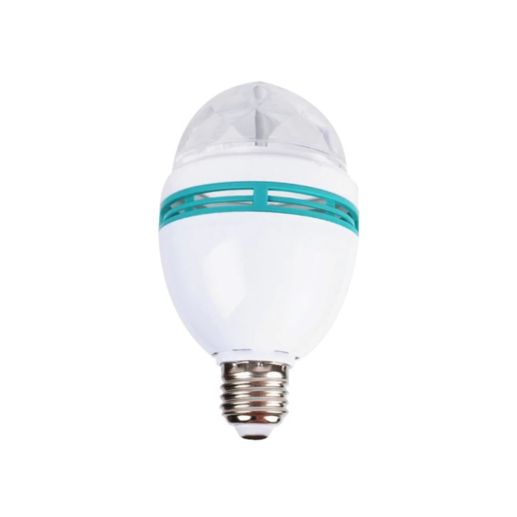 Mini Party Disco Light Stage Lighting LED Bulbs E27 B22 3W Bulb Full Color RGB LED Plastic Rotating Lamp