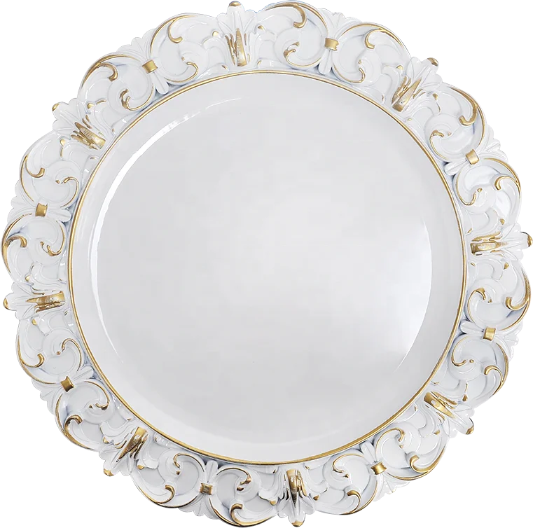 Wedding decoration 13 inch disposable pink pp charger plates plastic for rental