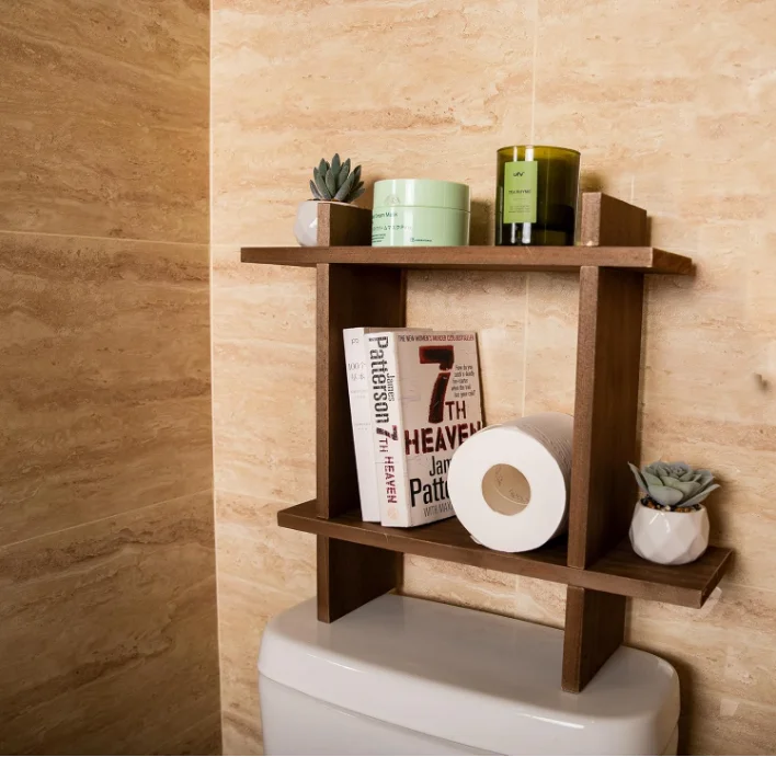 kitchen organizer storage wall-mount spice racks wall mount bookshelf wood display shelves with Compartments