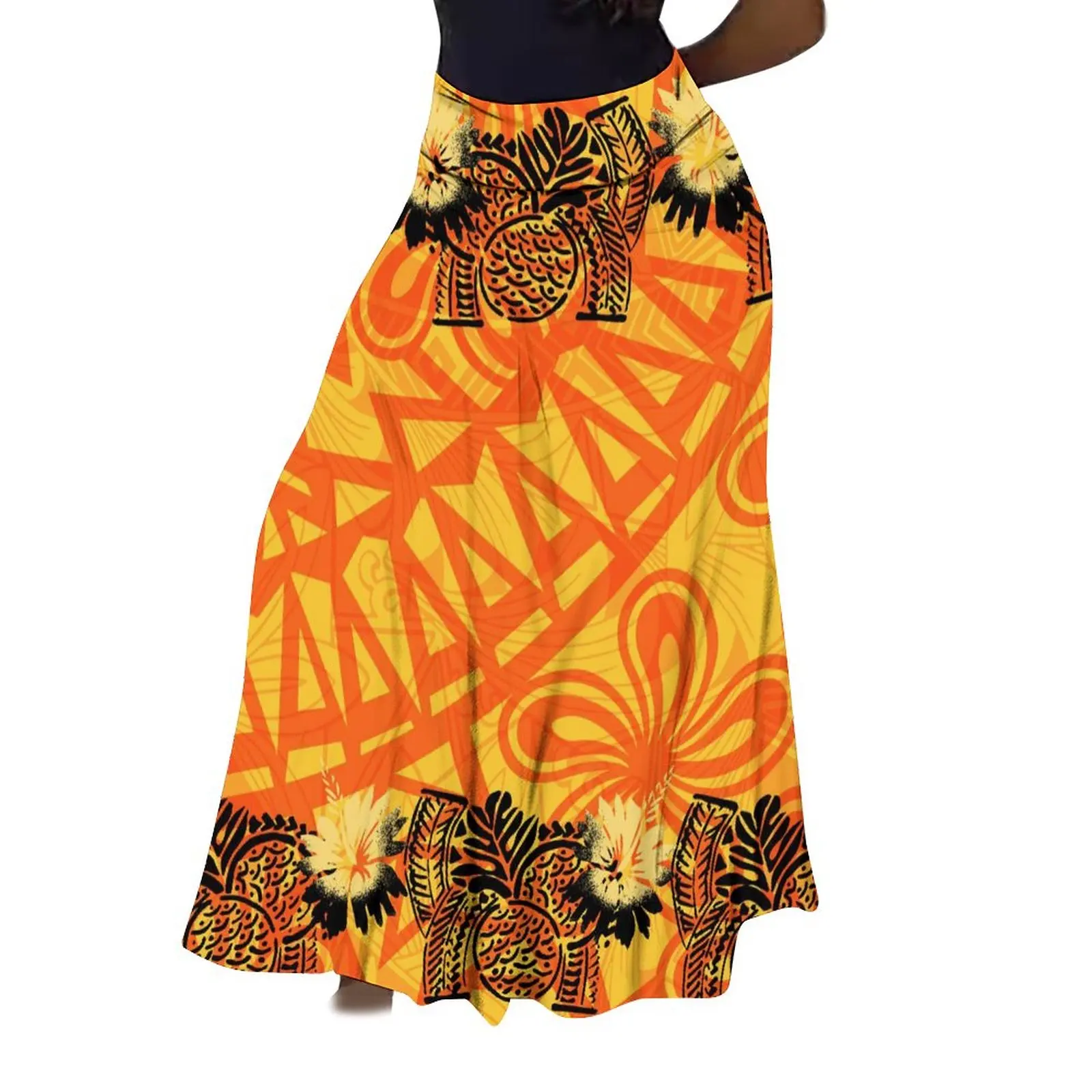 New Design Polynesian Hawaii Tribal Printed Women Skirts Vintage High Waisted A-Link Long Maxi Skirt Casual Holiday Beach Skirt