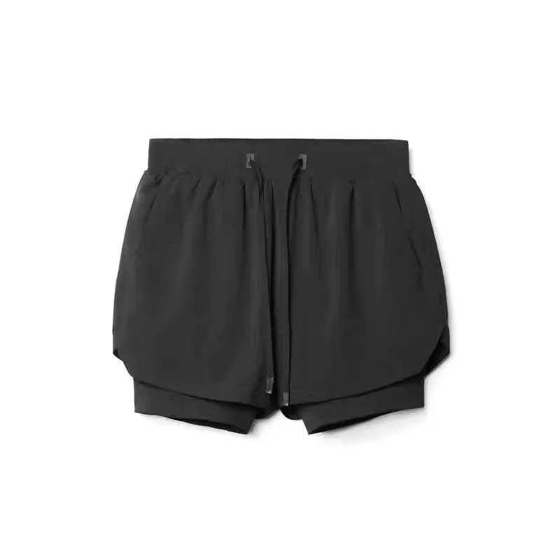 Athletic Sports 2 In 1 Training Shorts Mens Elastic Waist Basketball Tight Breathable Running Fitness