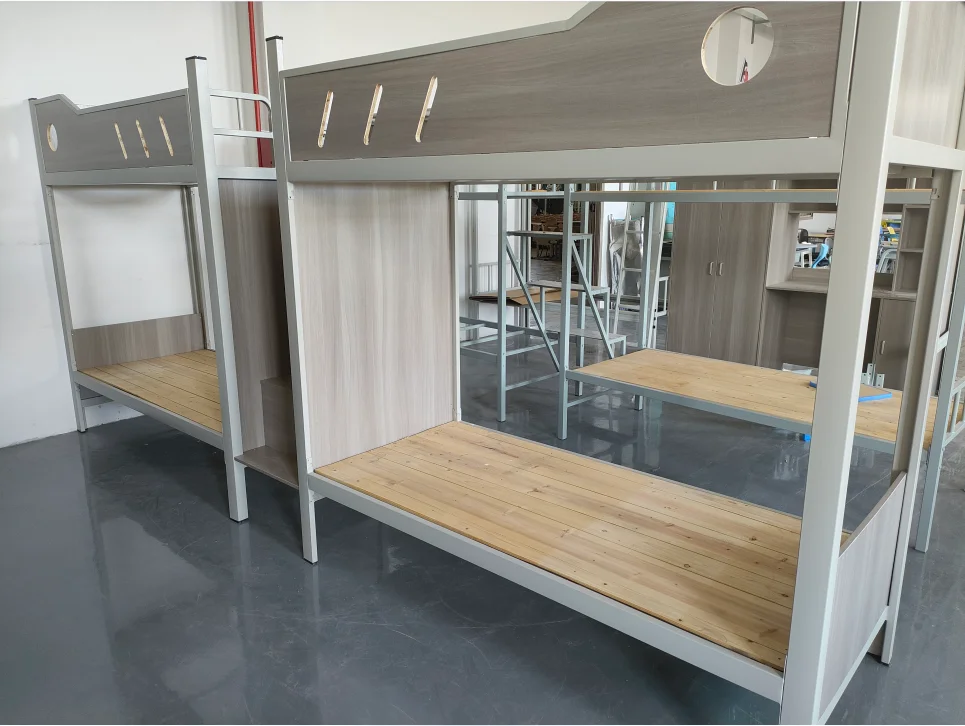 home furniture customized bedroom 3 persons metal adult bunk bed with cabinet wardrobe desk metal wood full loft bed for kid