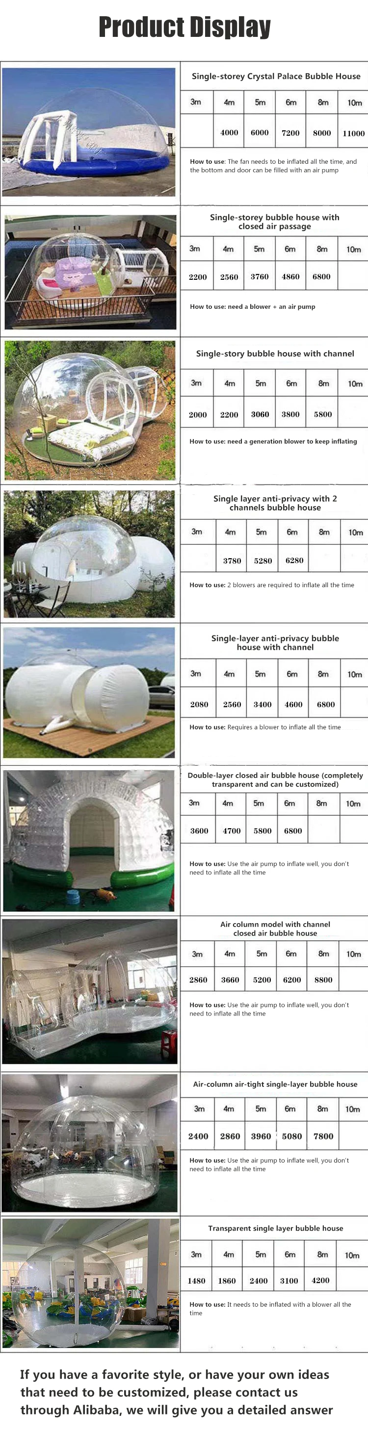 Inflatable House Transparent Tent Outdoor Windproof Tent Bubble House Rainproof Camping Tent