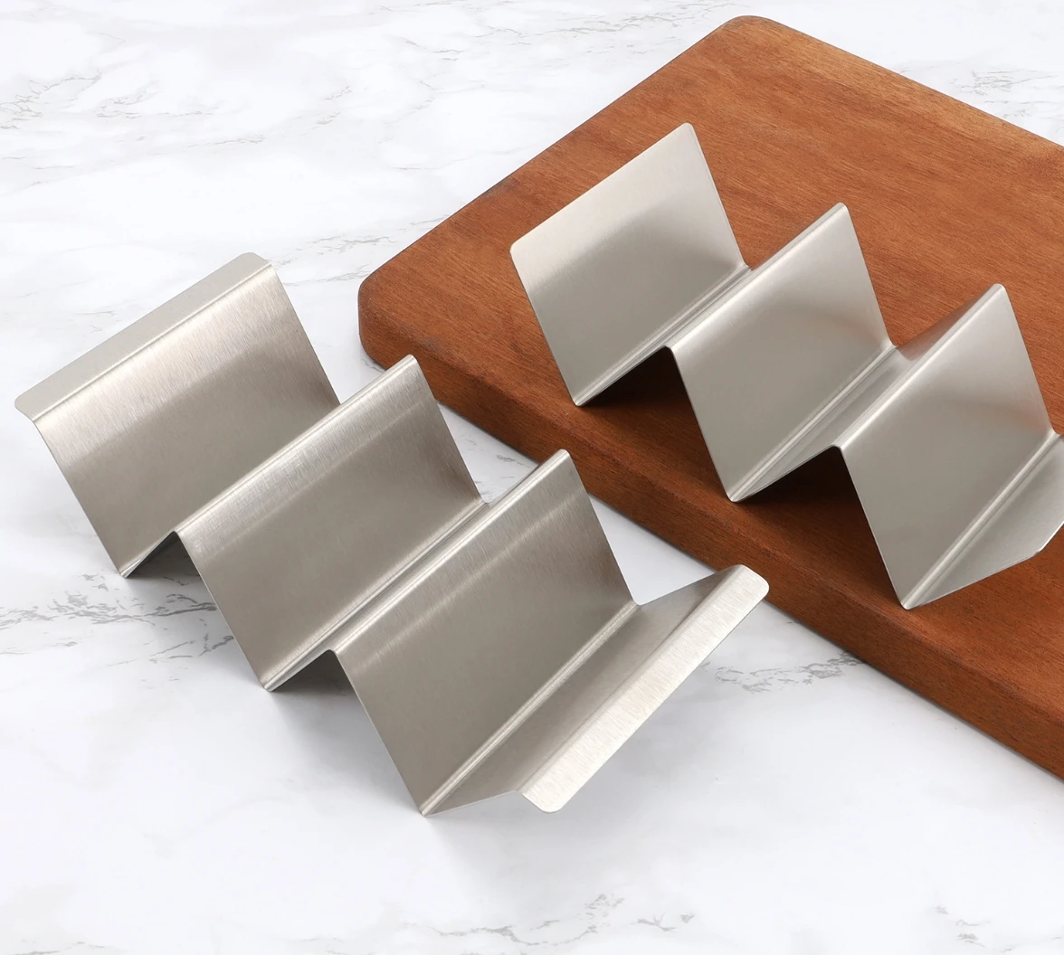 CHRT 3 Wave Stainless Steel Taco Holder For Oven & Microwave Bake Safe Stainless Steel Taco Stand Rack Tray Style