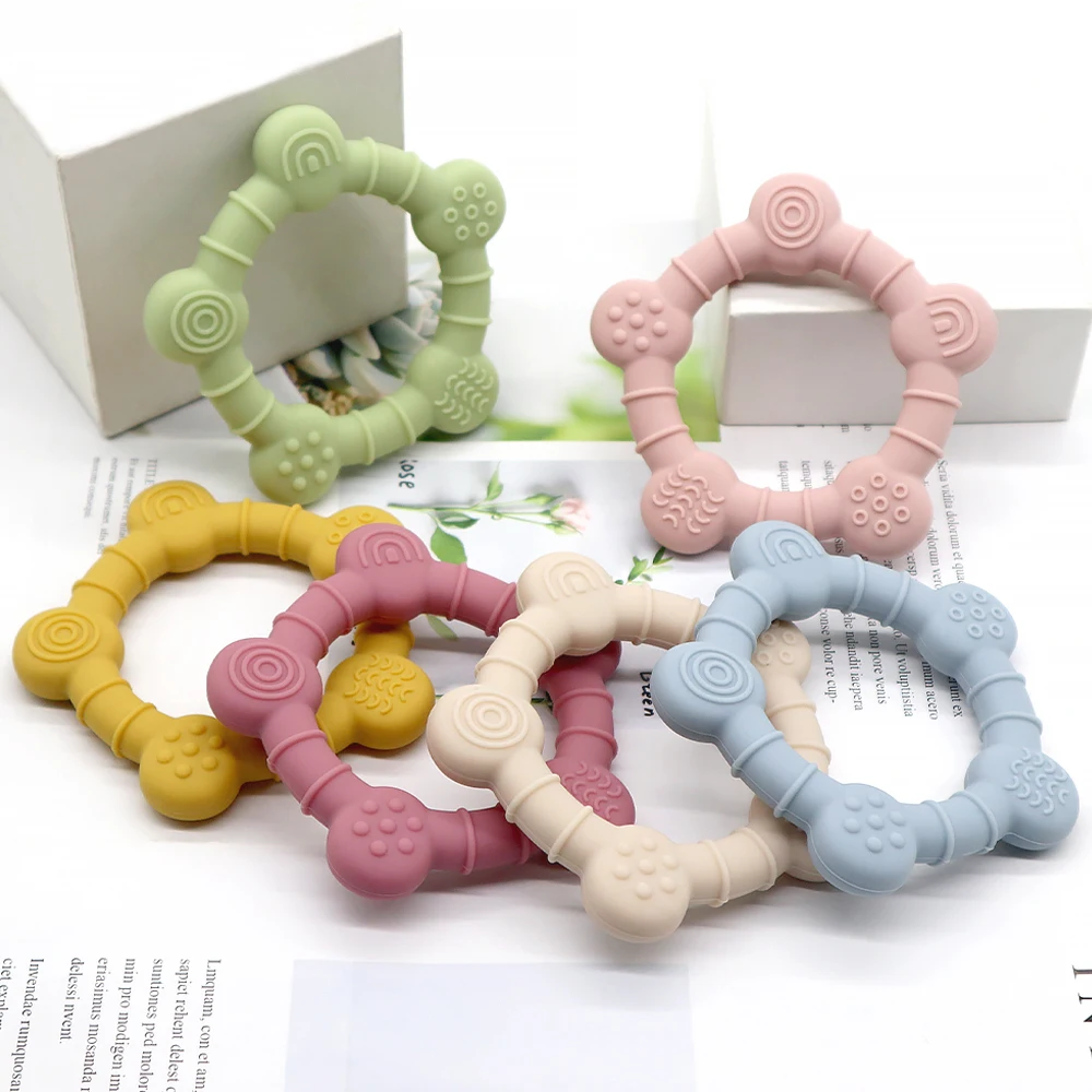 Factory Newborn Baby Chew Silicone Beads Infant Teething Relief Sensory Teether Soft Plastic Fox-Shaped Child Toy Baby Teethers