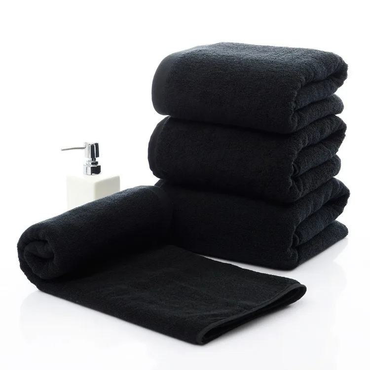 Custom Logo Quick Dry Black Beauty Hair Salon Towels 100% Cotton Wholesale