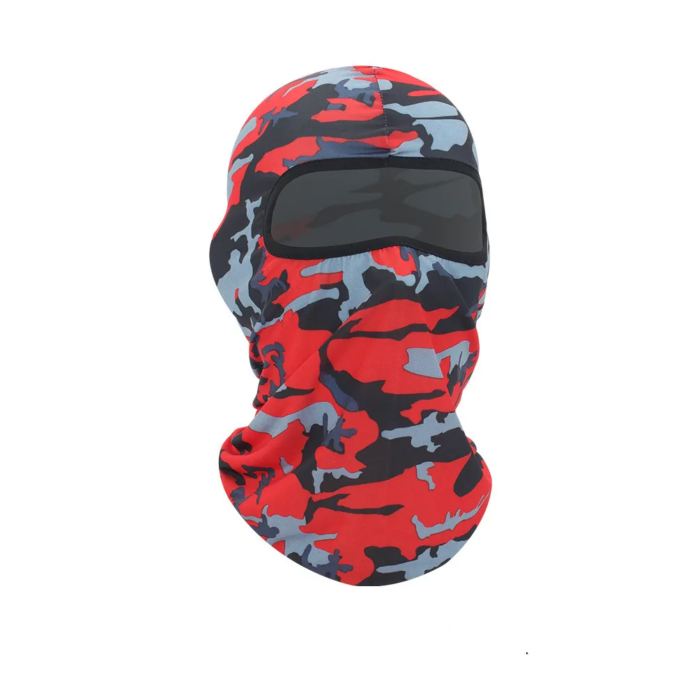 Stock colors print motorcycle cap Custom design full face cover Windproof one hole silk ski balaclava
