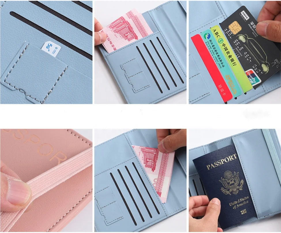 A6 Soft Touch Cover RFID Protection Card Holder Custom Logo Leather Passport Case PU Passport Holder Notebook
