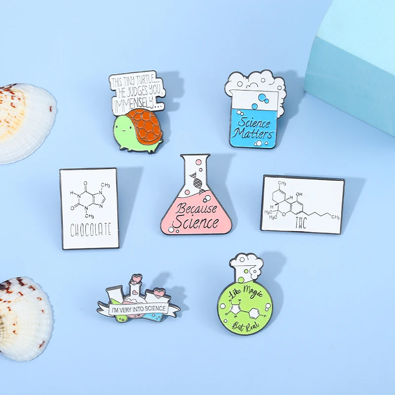 Enamel Pins Chemical Equipment Style Bottle Chemical Formula  Punk Badge Backpack Jewelry Student Gift Metal Customizable Brooch