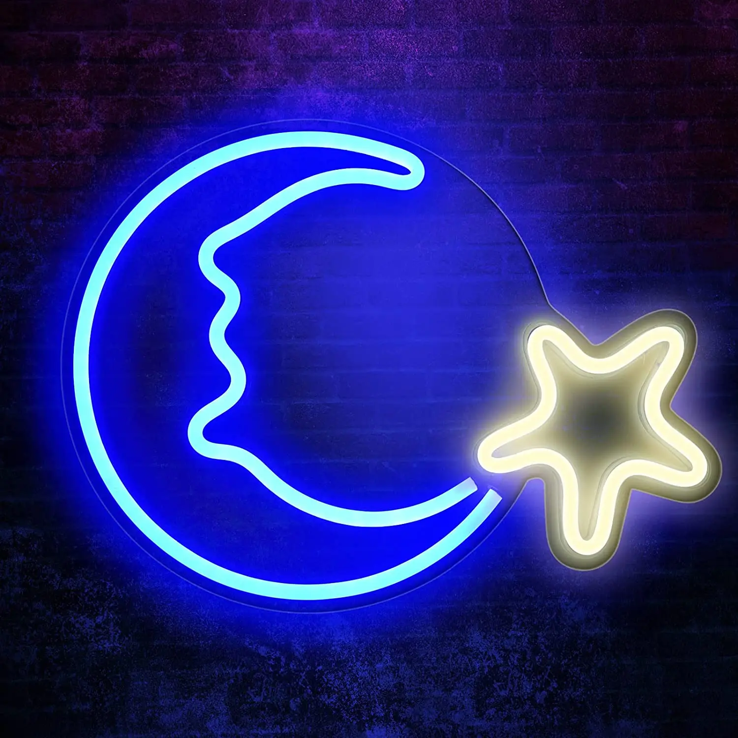 LED Moon Star Neon Light Wall Light for Bedroom, Kids Room, Living Room decoration