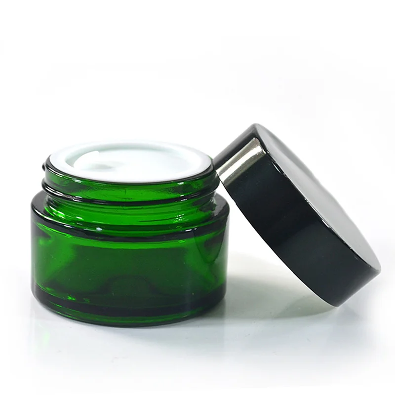 Green Glass Cream Jar Lotion Bottle Skin Care Set Facial Cream Bottle 20g 30g 50g Empty Cream Jar For Packages