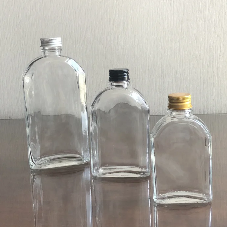 200 ml Square Hip Flask Arch Alcoholic Beverage Coffee Cold Brew Glass Bottle Flat For Liquor Juice