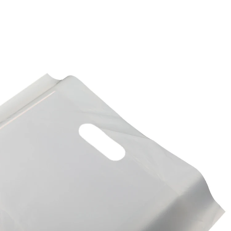 Hot sales 100% compostabie Pla customized handle die cut shopping bag handle plastic bags for garment clothing  ( GF82)