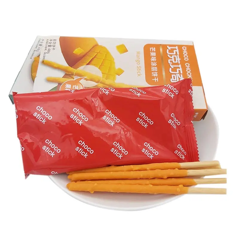Halal certified Hot selling different flavoring Chocolate coating Crispy Biscuit Stick Choco stick