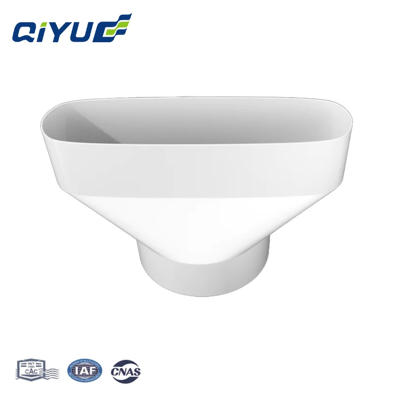 Qiyue High Quality  Manufacturing  White ABS 132mm*30mm-90mm Straight Through Square Rounding for Air Duct System