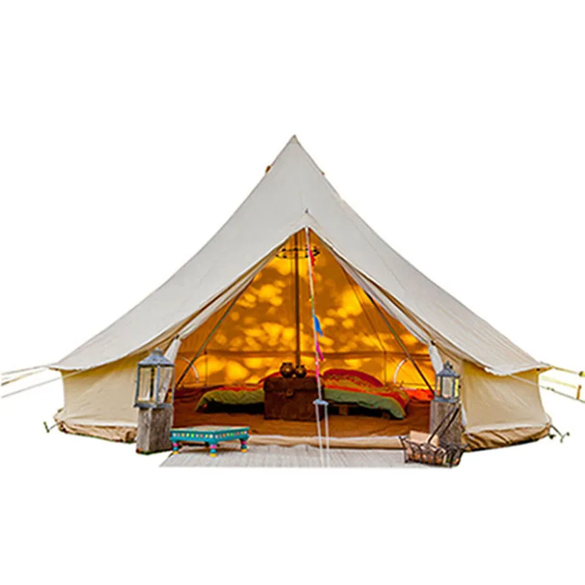 Hot Sale 4-6 Persons Winter Waterproof CGmping Canvas 4m 5m 6m 7m Yurt Resort Bell Tent for Hotel