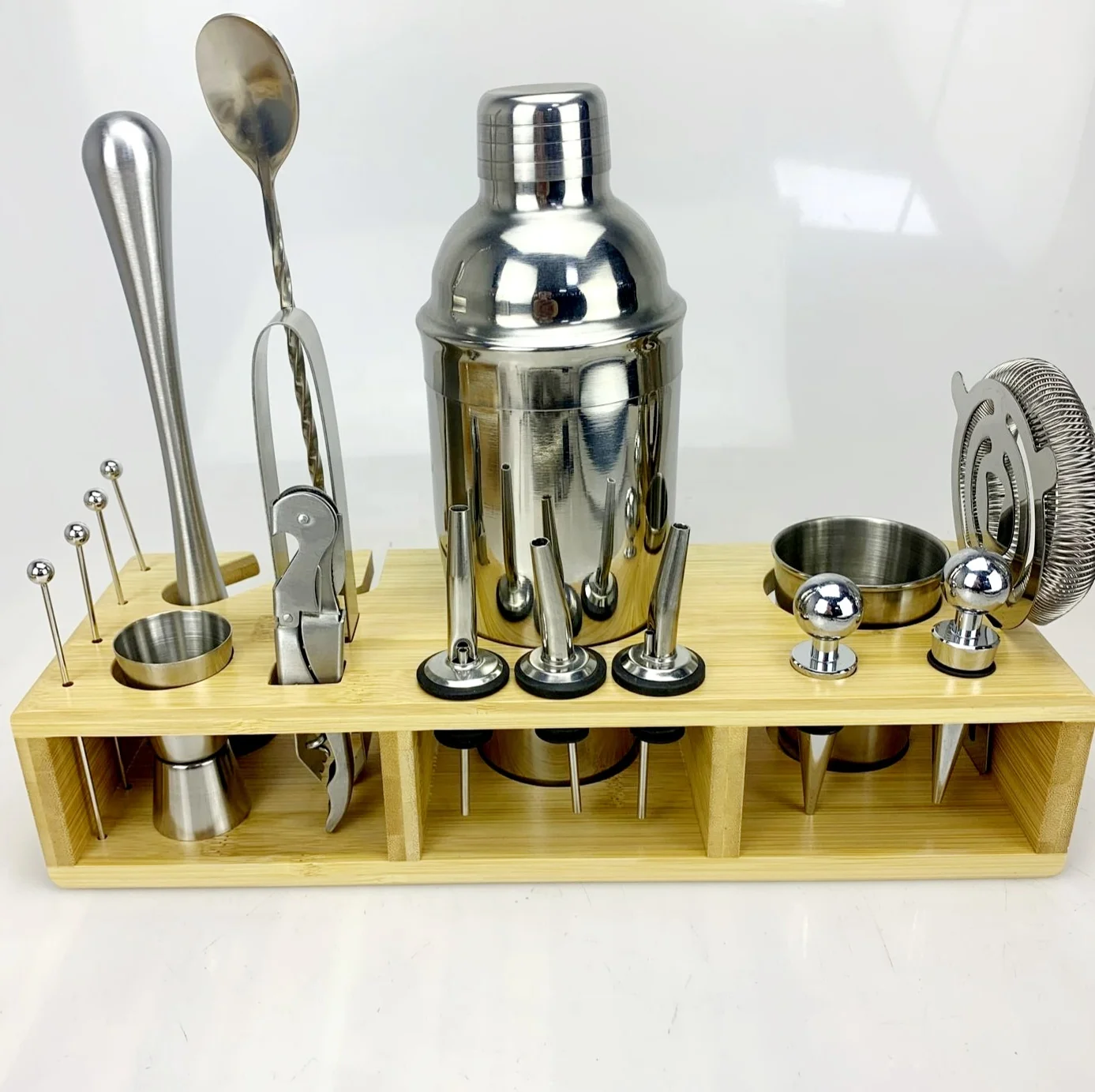 
18 pieces Stainless steel Cocktail shaker set Cocktail making mixer set Cocktail kit bar mixology set Barware Bartender tool kit 