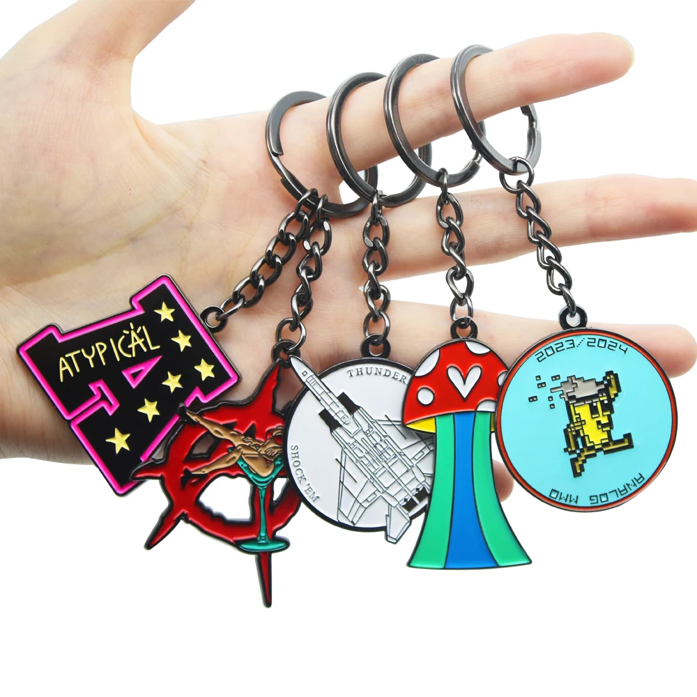 Manufacturers zinc alloy metal custom personalized round coconut tree mosaic key chain soft hard enamel keychains