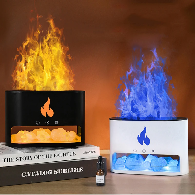 250ml ultrasonic crystal stone fire flame humidifier essential oil aroma diffuse