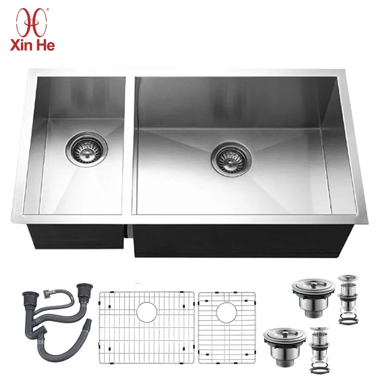 cUPC Customizable 70 30 Handmade Sink Ss 304 Stainless Steel Kitchen Double Sink