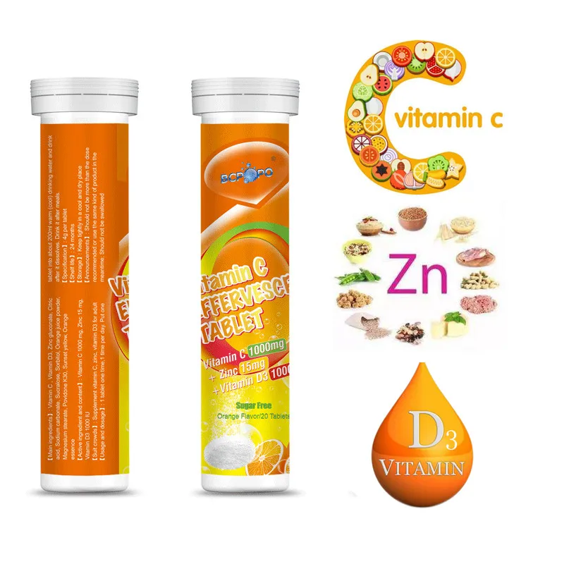 
New Arrival healthcare supplement vitamin c 1000mg with zinc 15mg   vitamin d3 effervescent tablet  (1600265353451)
