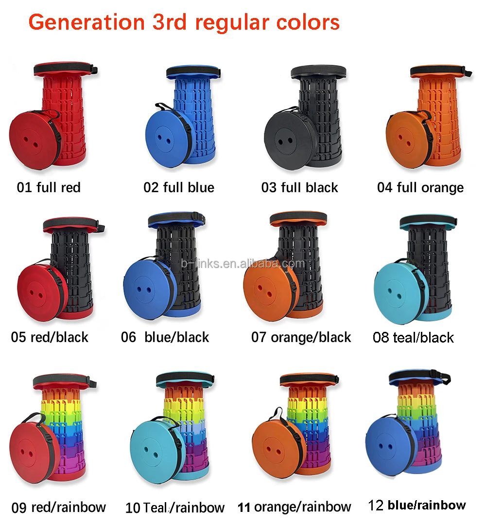 NO MOQ Load 500 lbs Outdoor  Portable Plastic Microscopic Retractable Collapsible Telescopic Folding Ottoman Stool With Cushions