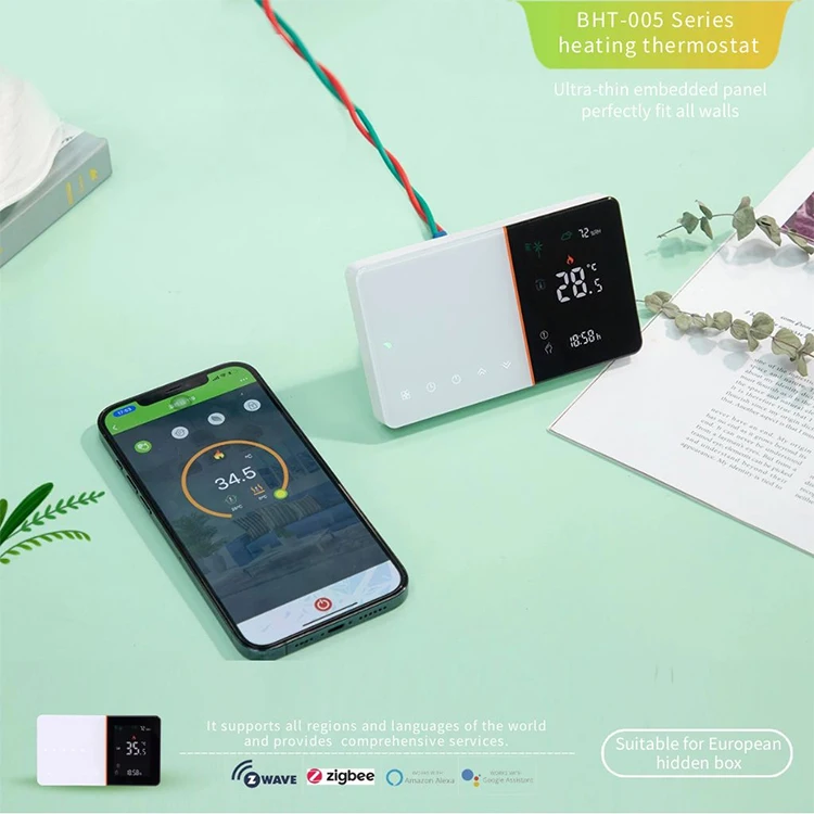 BAC-005 Smart HVAC Thermostat Heating & Cooling Wall Mounted Tuya Wireless WiFi AC Fan Coil Remote Control Via APP