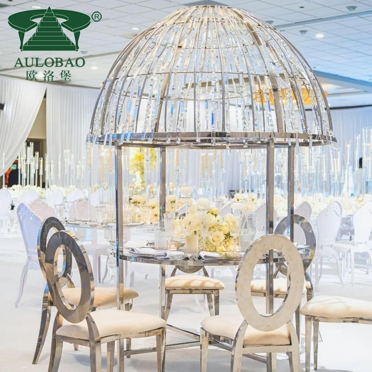 Elegant round shape ghost cake table elegant banquet dining tables with crystals