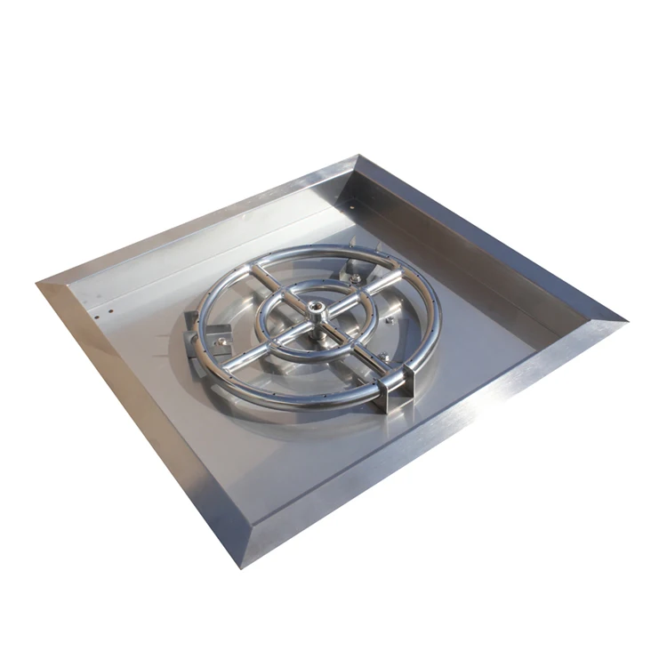 Квадратная нержавеющая сталь двойное кольцо горелки открытый горелки Горелка плоский лоток для пожарных ямы
