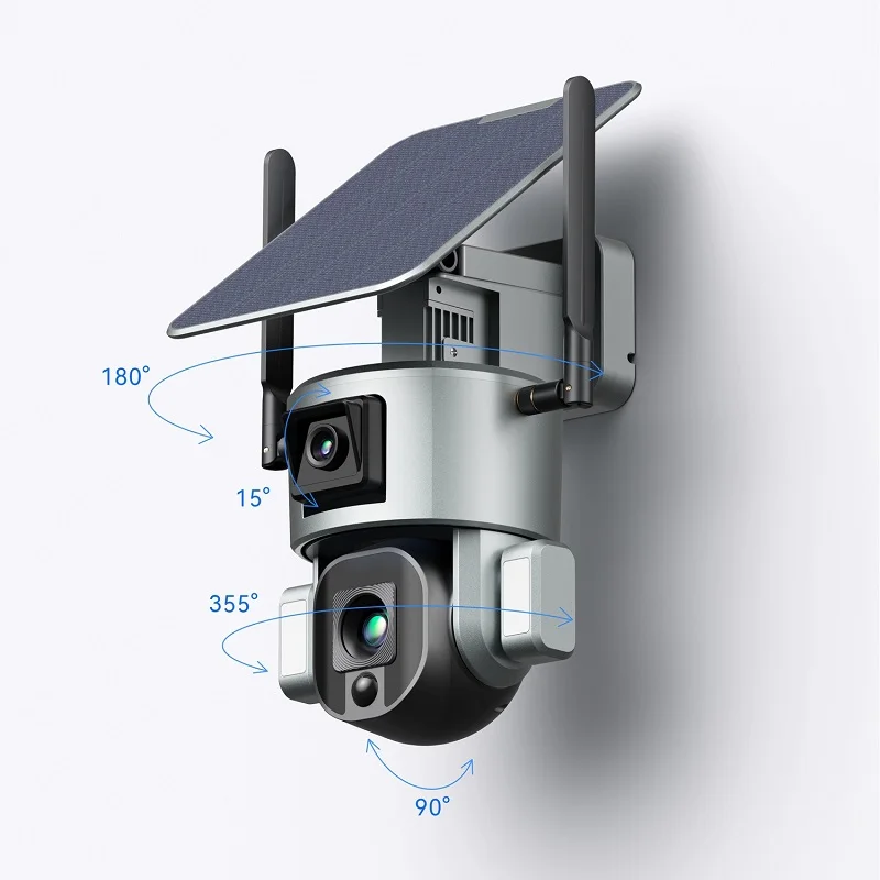 TUYXCIE Ultra HD 4k SIM Solar Camera AI Trail Outdoor 10x Optical Zoom Security Camera PTZ Network Camera Color Night Vision