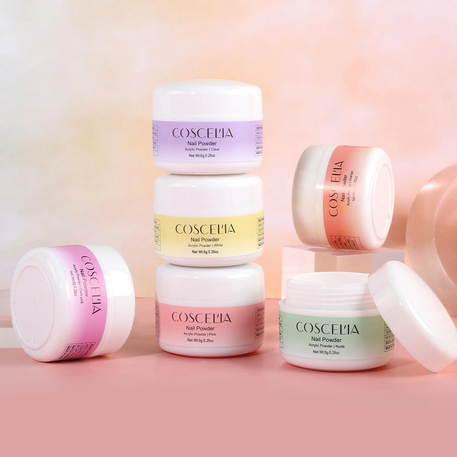 Acrylic Nail Powder Fast Dry Supplier Wholesale 6 Colors Acrylic Monomer Long Lasting Nail Art Beauty Private Label OEM